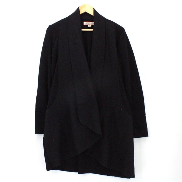 Beyond Threads Cardigan Sweater Womens Black Open Front Knit Made In Peru Size M - Picture 1 of 9